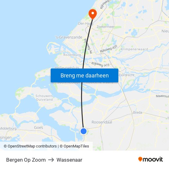 Bergen Op Zoom to Wassenaar map