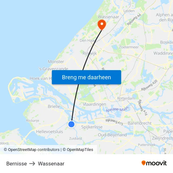 Bernisse to Wassenaar map