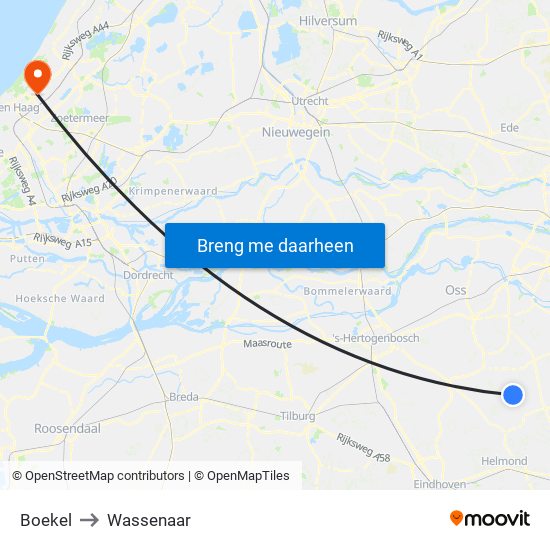 Boekel to Wassenaar map