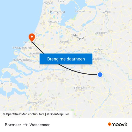 Boxmeer to Wassenaar map