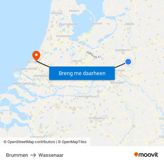Brummen to Wassenaar map