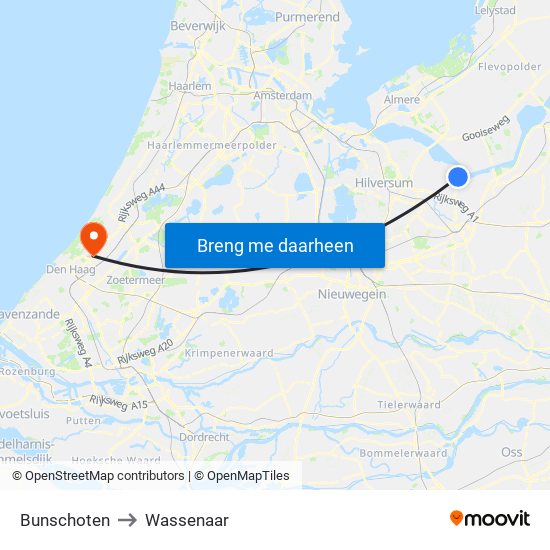 Bunschoten to Wassenaar map