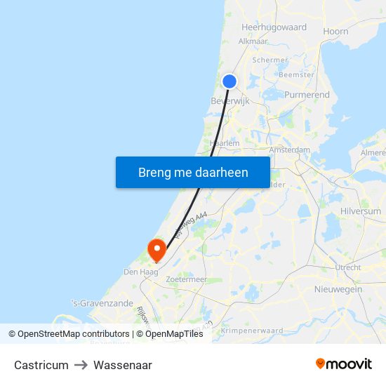 Castricum to Wassenaar map