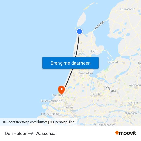 Den Helder to Wassenaar map