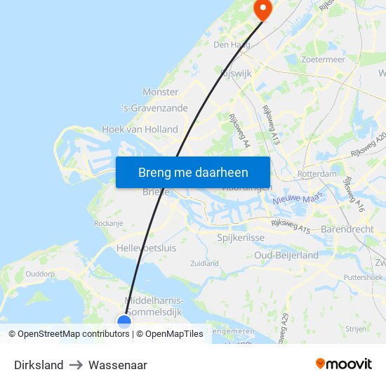 Dirksland to Wassenaar map