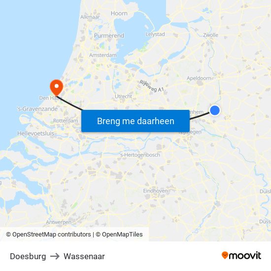 Doesburg to Wassenaar map