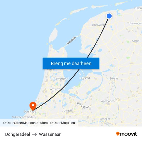 Dongeradeel to Wassenaar map