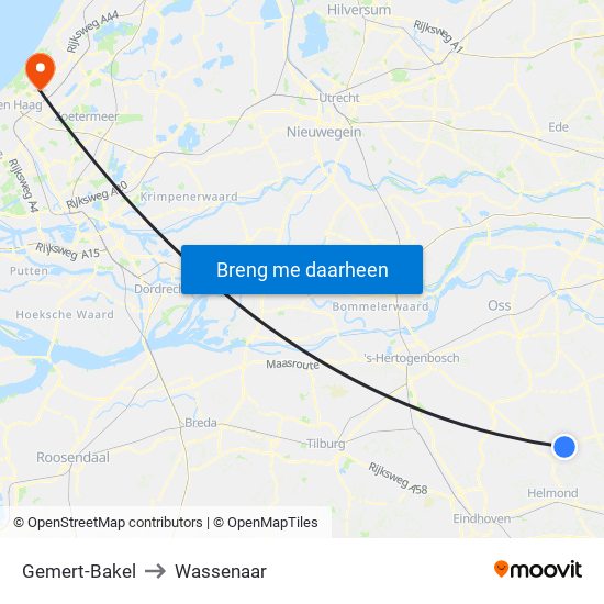 Gemert-Bakel to Wassenaar map