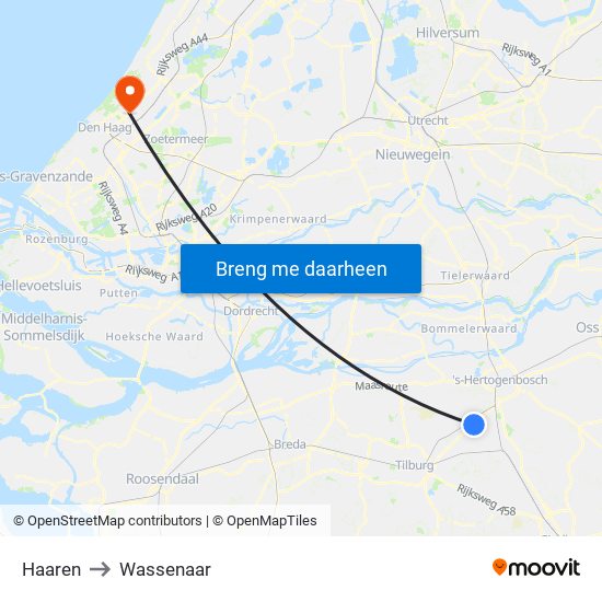 Haaren to Wassenaar map