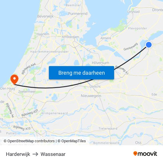 Harderwijk to Wassenaar map