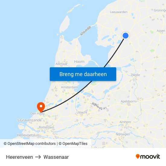 Heerenveen to Wassenaar map