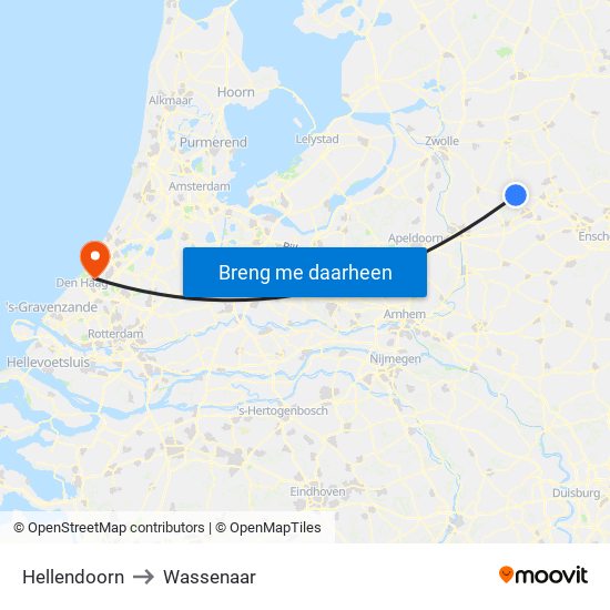 Hellendoorn to Wassenaar map