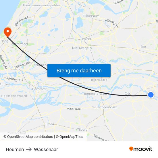Heumen to Wassenaar map