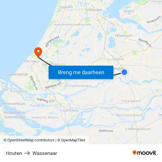 Houten to Wassenaar map