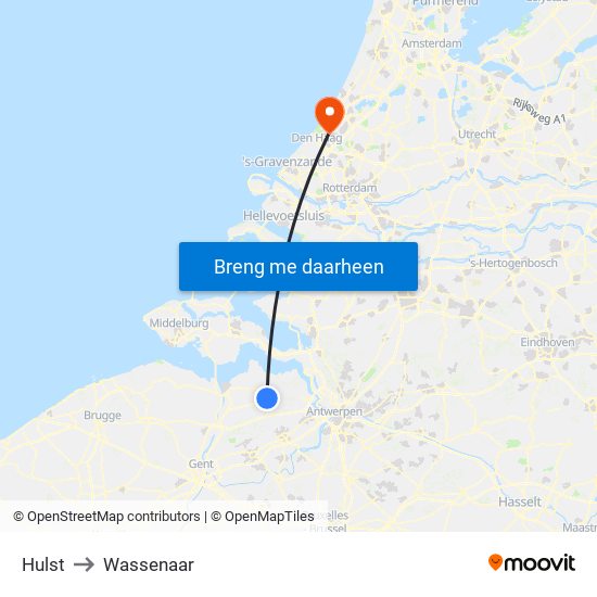 Hulst to Wassenaar map