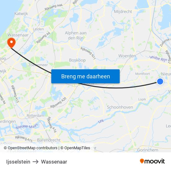 Ijsselstein to Wassenaar map