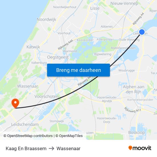 Kaag En Braassem to Wassenaar map