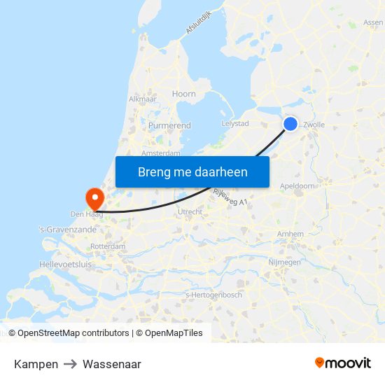 Kampen to Wassenaar map