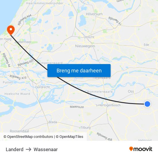Landerd to Wassenaar map