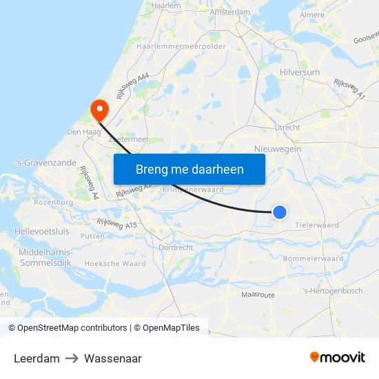 Leerdam to Wassenaar map