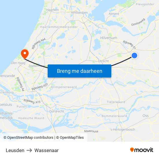 Leusden to Wassenaar map