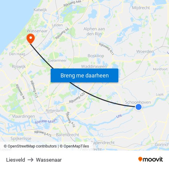 Liesveld to Wassenaar map