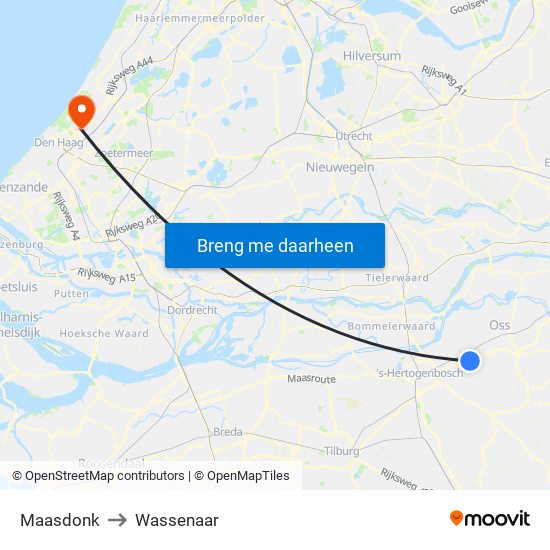 Maasdonk to Wassenaar map