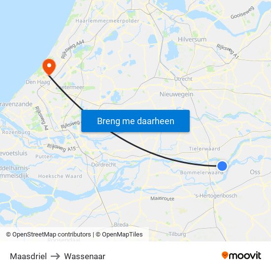Maasdriel to Wassenaar map
