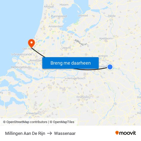 Millingen Aan De Rijn to Wassenaar map