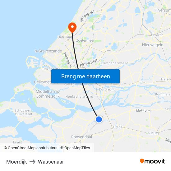 Moerdijk to Wassenaar map