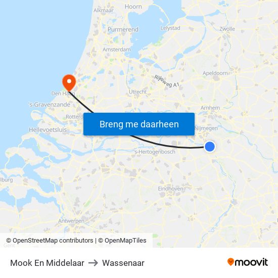 Mook En Middelaar to Wassenaar map