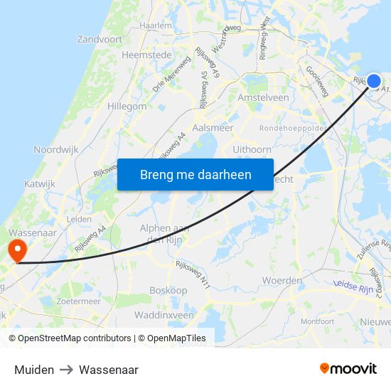 Muiden to Wassenaar map