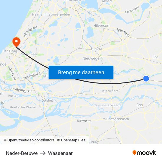 Neder-Betuwe to Wassenaar map