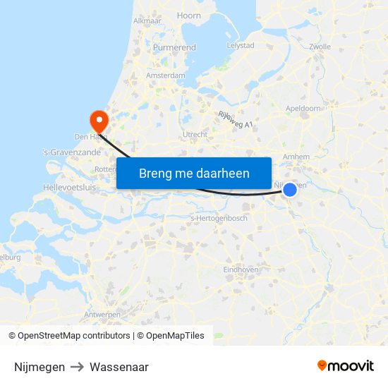 Nijmegen to Wassenaar map