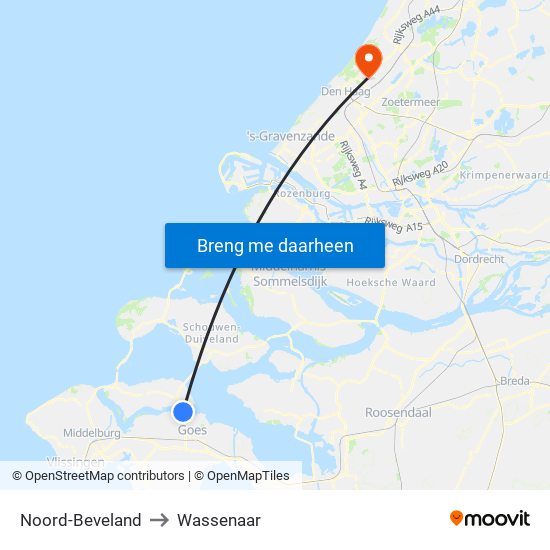 Noord-Beveland to Wassenaar map