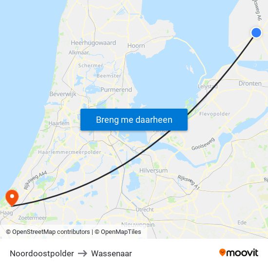 Noordoostpolder to Wassenaar map