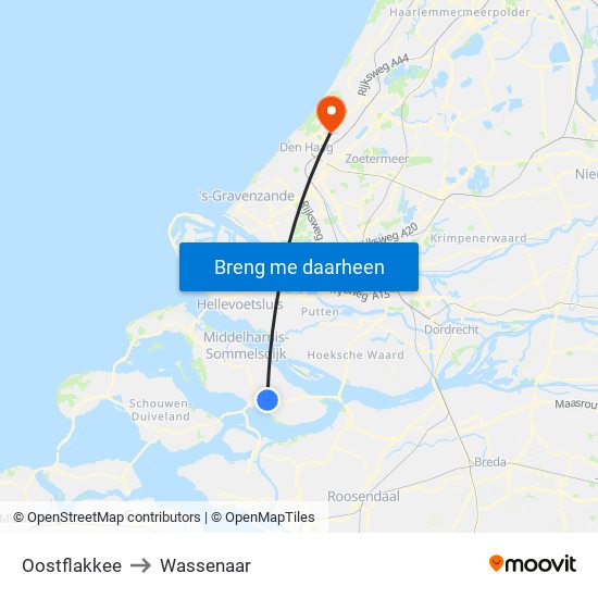 Oostflakkee to Wassenaar map