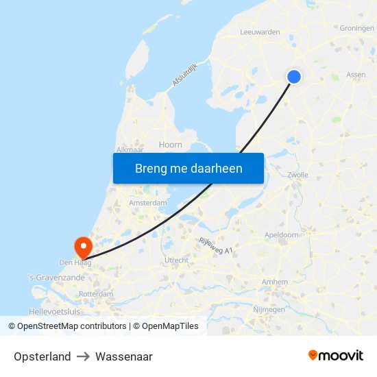 Opsterland to Wassenaar map