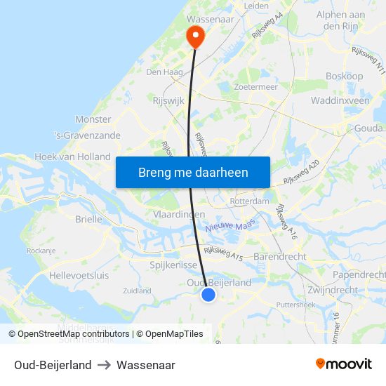 Oud-Beijerland to Wassenaar map