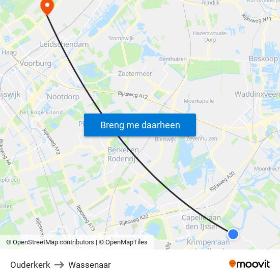 Ouderkerk to Wassenaar map