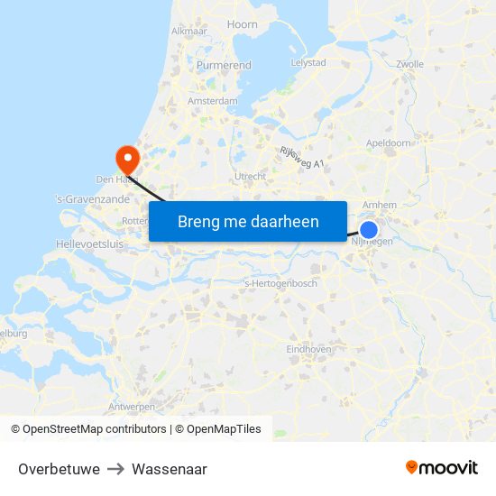 Overbetuwe to Wassenaar map