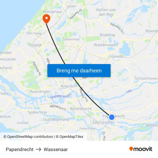 Papendrecht to Wassenaar map