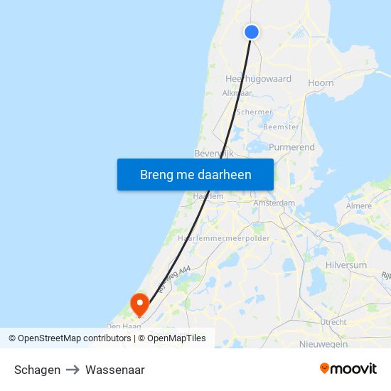 Schagen to Wassenaar map