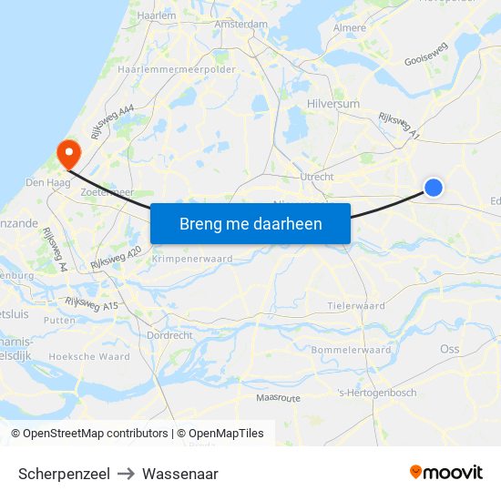 Scherpenzeel to Wassenaar map