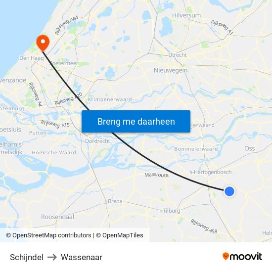 Schijndel to Wassenaar map