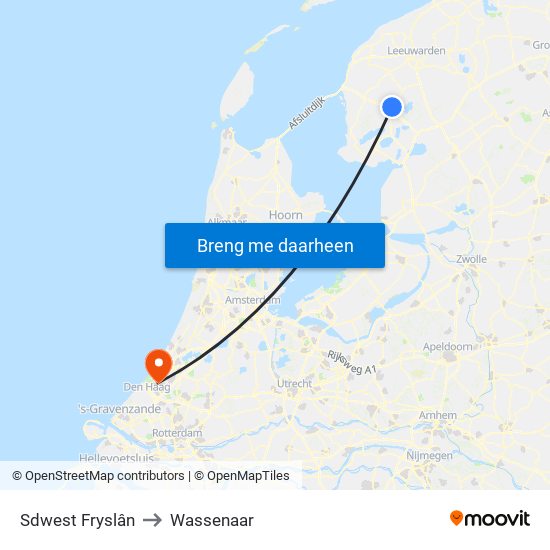 Sdwest Fryslân to Wassenaar map