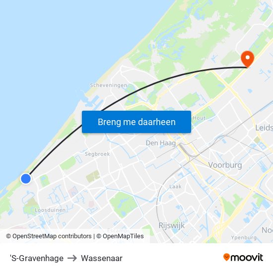 'S-Gravenhage to Wassenaar map