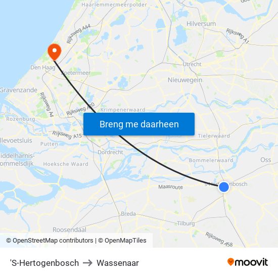 'S-Hertogenbosch to Wassenaar map
