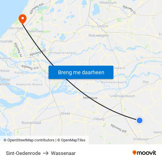 Sint-Oedenrode to Wassenaar map