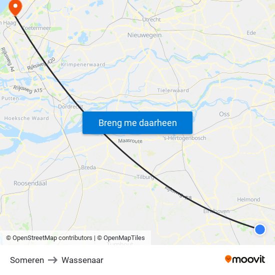 Someren to Wassenaar map